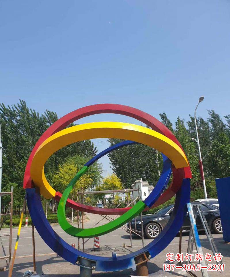 成都大型不锈钢广场圆环景观雕塑