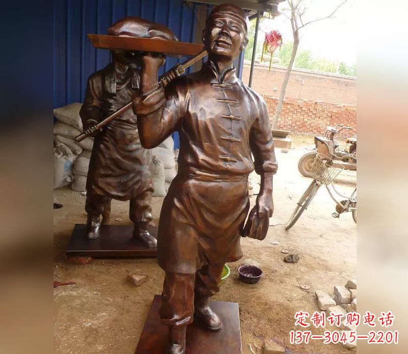 成都店小二铜雕,精美绝伦,永传佳话
