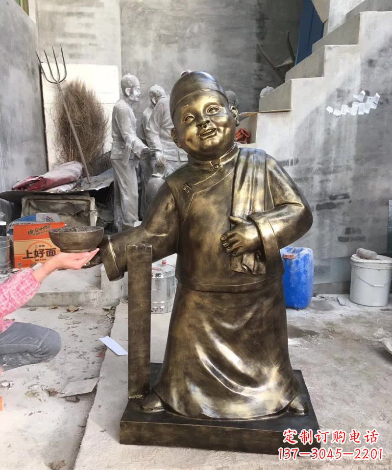 成都店小二铜雕——精美精致的人物雕塑