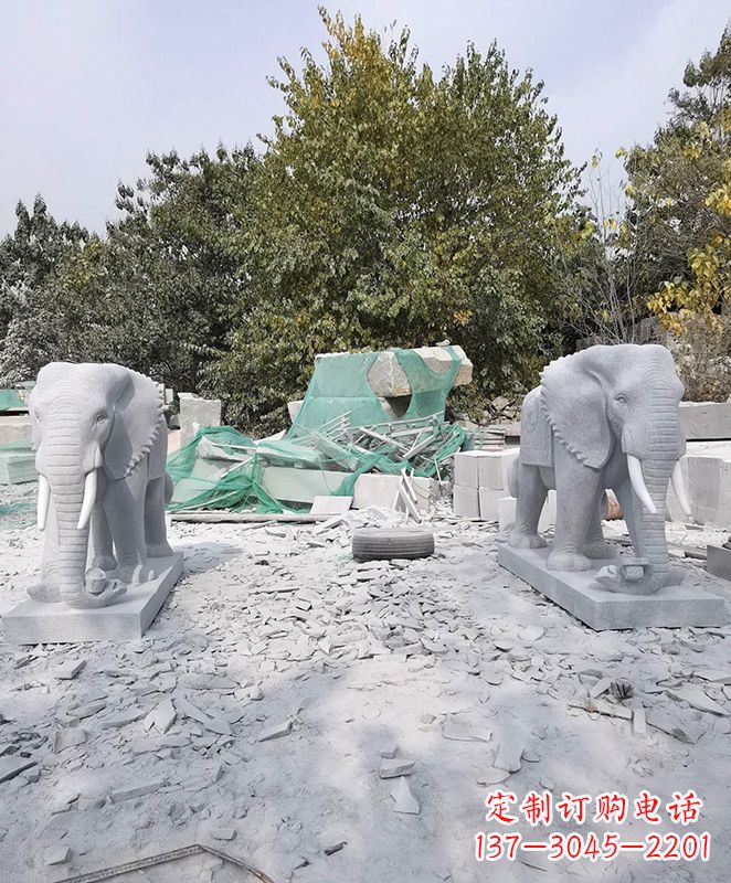 成都优雅精美大象石雕