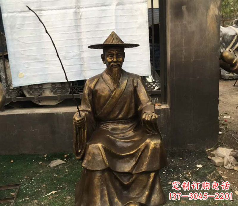 成都精美手工渔翁铜雕