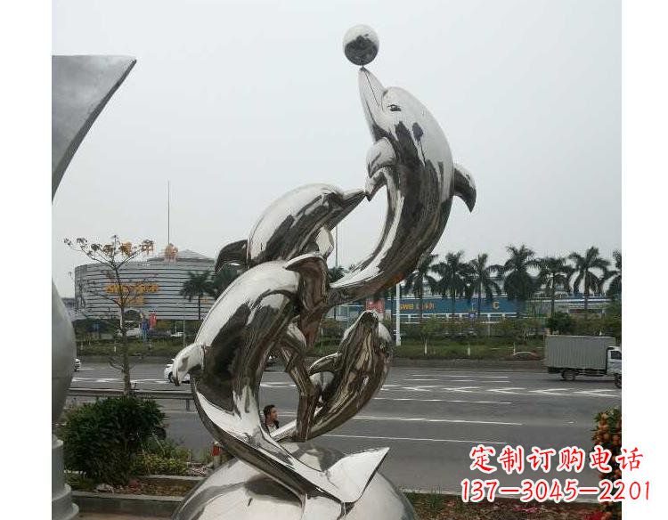 成都海豚精美不锈钢雕塑