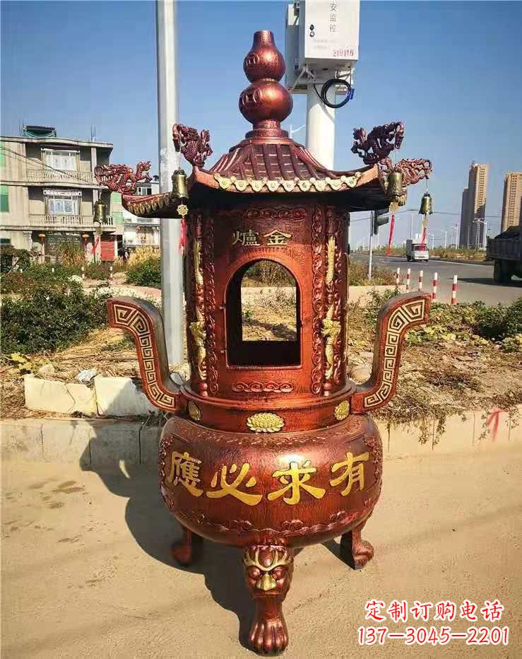 成都杜浦精制铜香炉雕塑