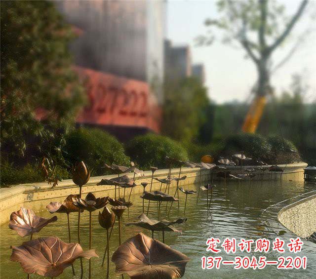 成都荷叶风情传承——锻铜荷花荷叶小区景观雕塑