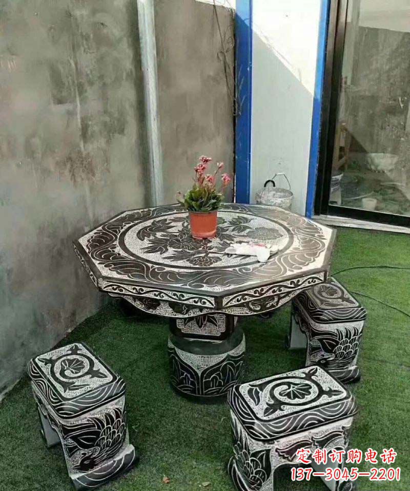 成都多边形石头桌凳雕塑