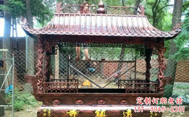 成都方形寺庙香炉铜雕 (4)