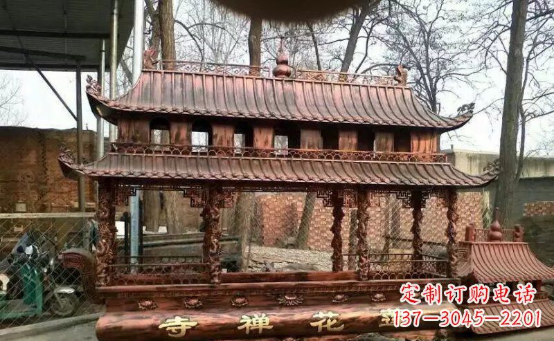 成都方形寺庙香炉铜雕