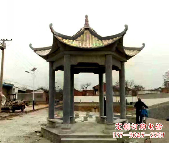 成都仿古六角凉亭石雕 (3)