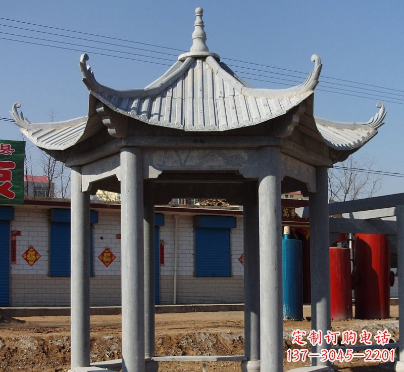 成都仿古六角凉亭石雕 (6)