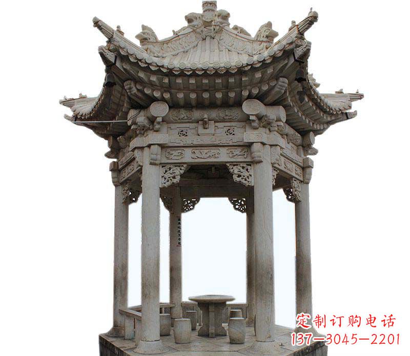 成都仿古六角凉亭石雕