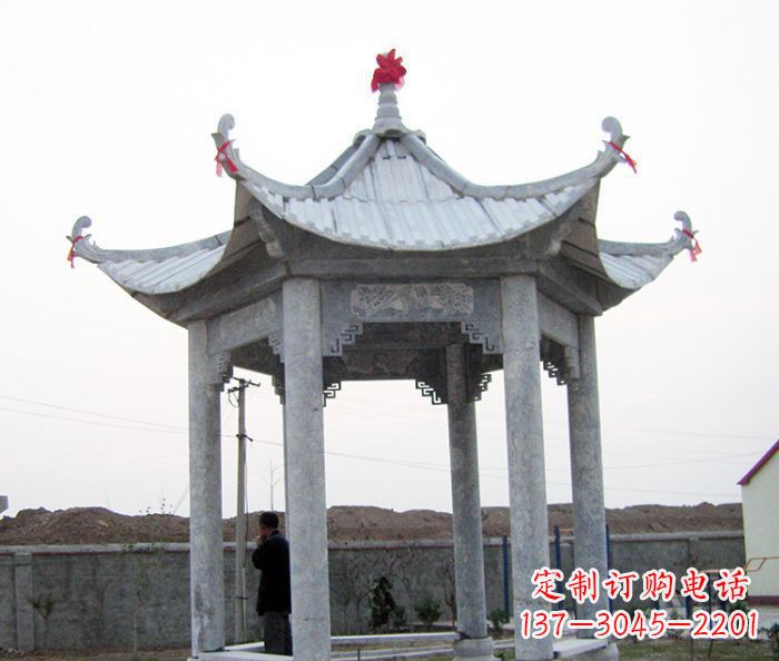 成都仿古六角石雕凉亭