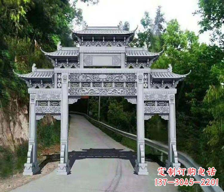 成都仿古三门牌坊石雕