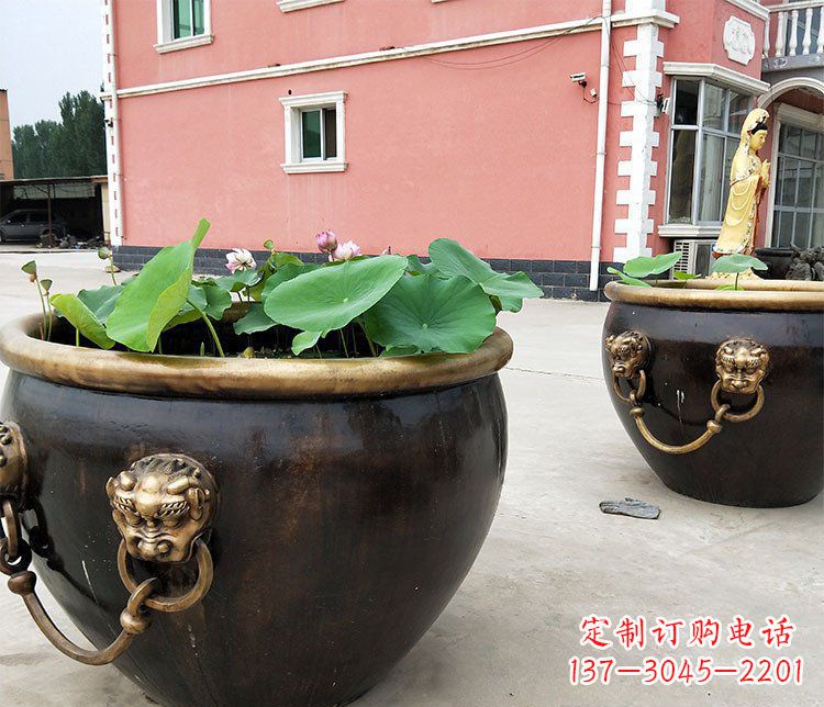 成都精美铜雕狮子头水缸