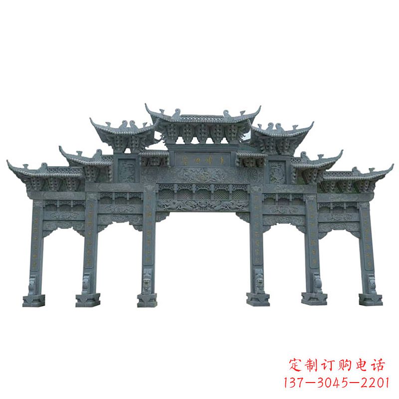 成都仿古石雕牌楼五门石牌坊