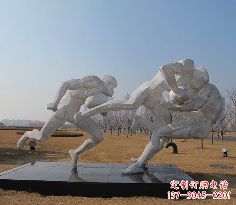 成都不锈钢橄榄球体育雕塑