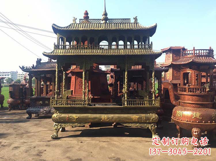成都高浮雕螭龙纹铜香炉