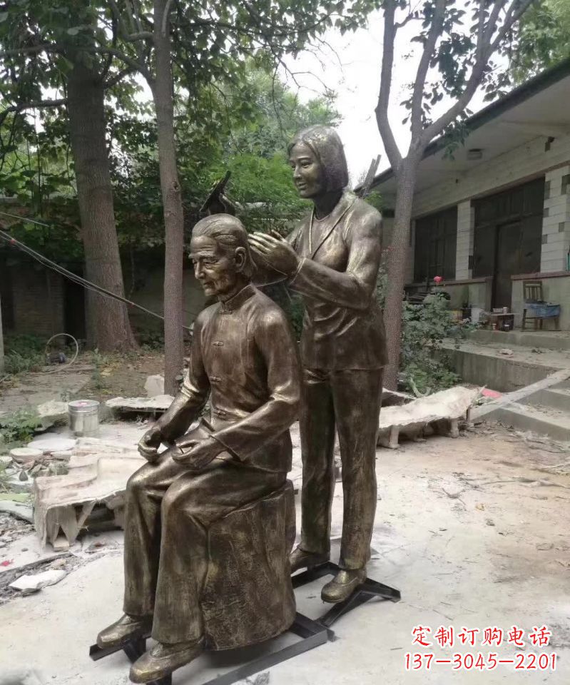 成都产品名称纪念母亲的梳头人物铜雕
