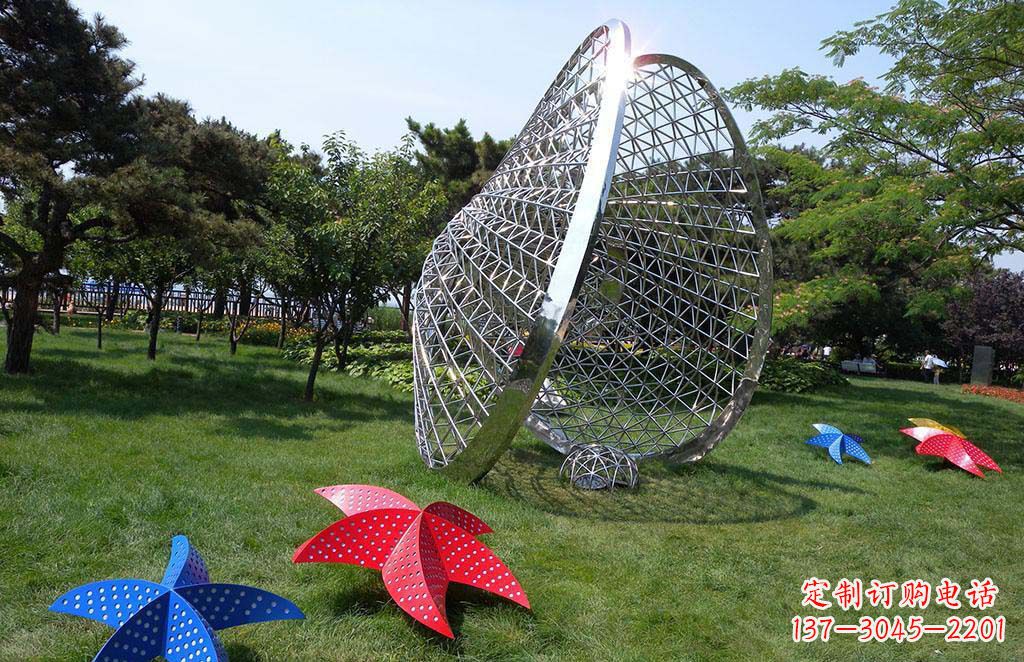 成都精美不锈钢贝壳海星景观雕塑