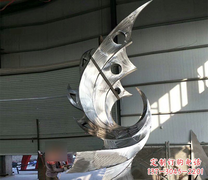 成都公园不锈钢抽象凤凰景观雕塑 (3)
