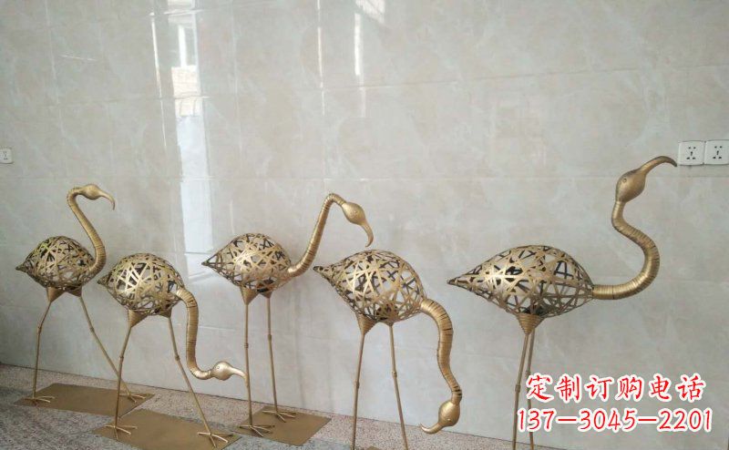 成都不锈钢抽象火烈鸟动物雕塑