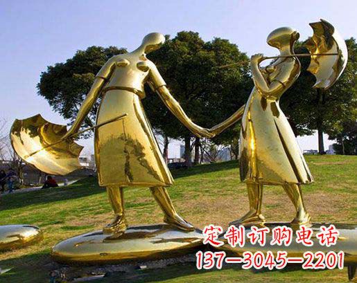 成都长伴相守,情缘两生——不锈钢抽象情侣雕塑