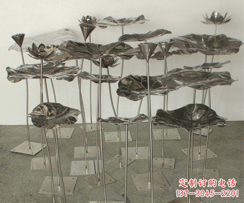 成都精美装饰不锈钢莲叶雕塑