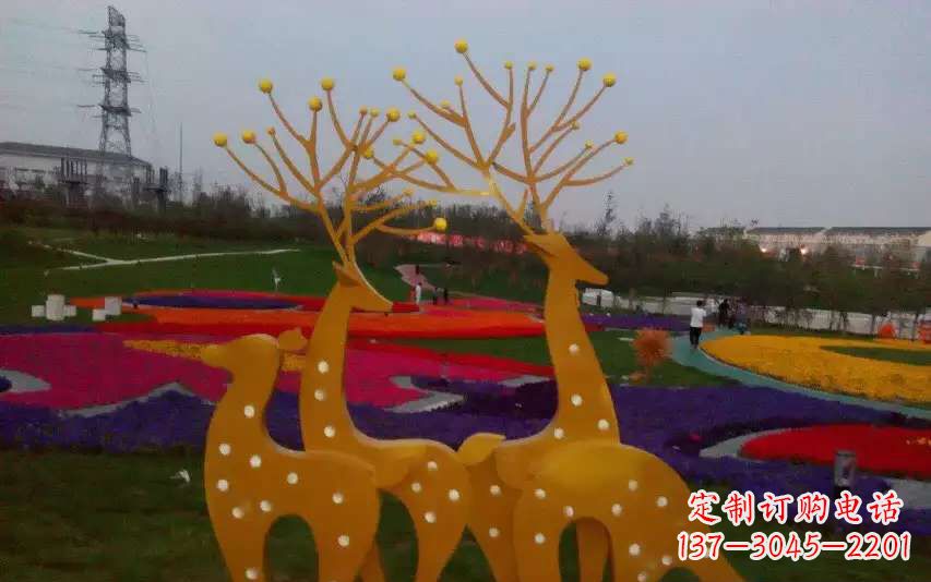 成都不锈钢美陈动物鹿雕塑