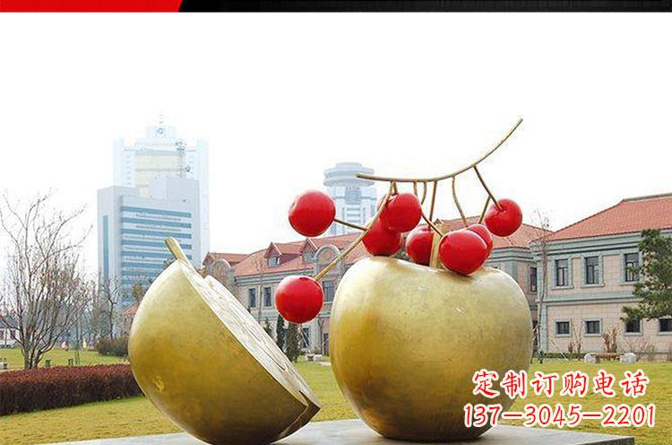 成都公园不锈钢苹果樱桃雕塑
