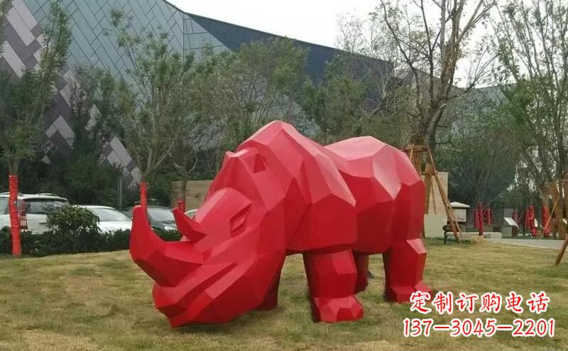 成都摩洛哥高端不锈钢犀牛雕塑