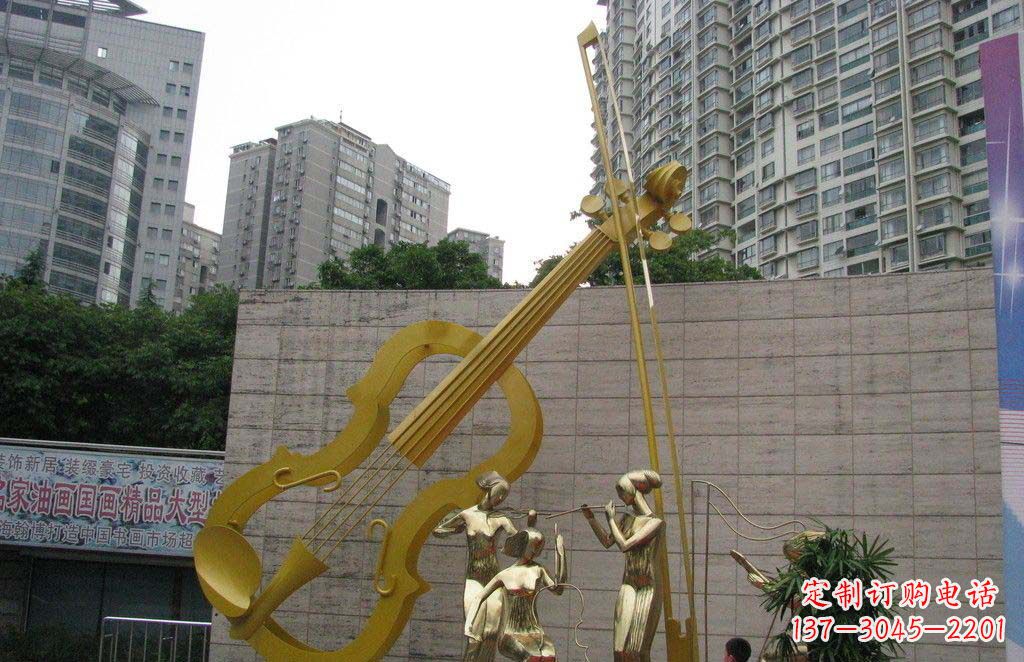 成都不锈钢演奏大提琴雕塑