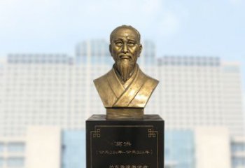 成都葛洪玻璃钢仿铜雕塑医学名人头像装饰品