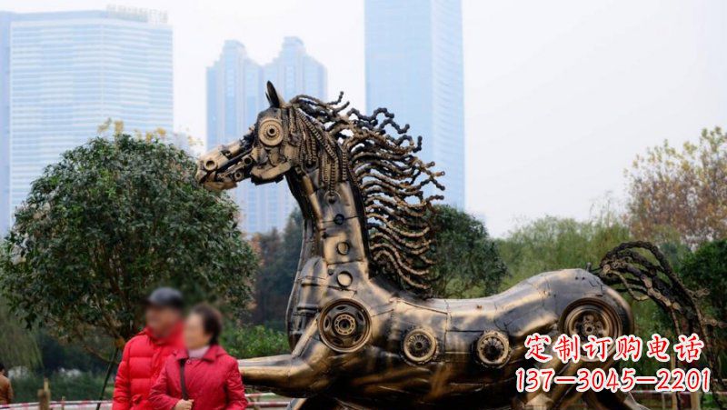 成都公园抽象机械马动物铜雕