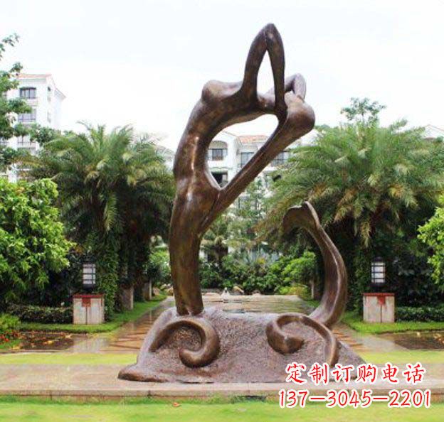 成都公园抽象美人鱼景观铜雕