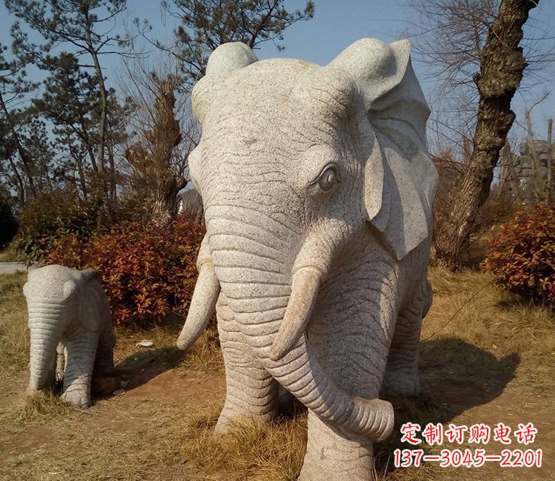 成都公园大理石大象动物石雕 (2)
