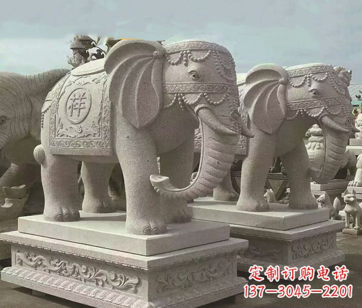 成都公园大理石大象动物石雕 (3)