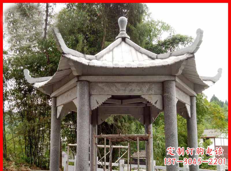 成都复古公园石凉亭雕塑