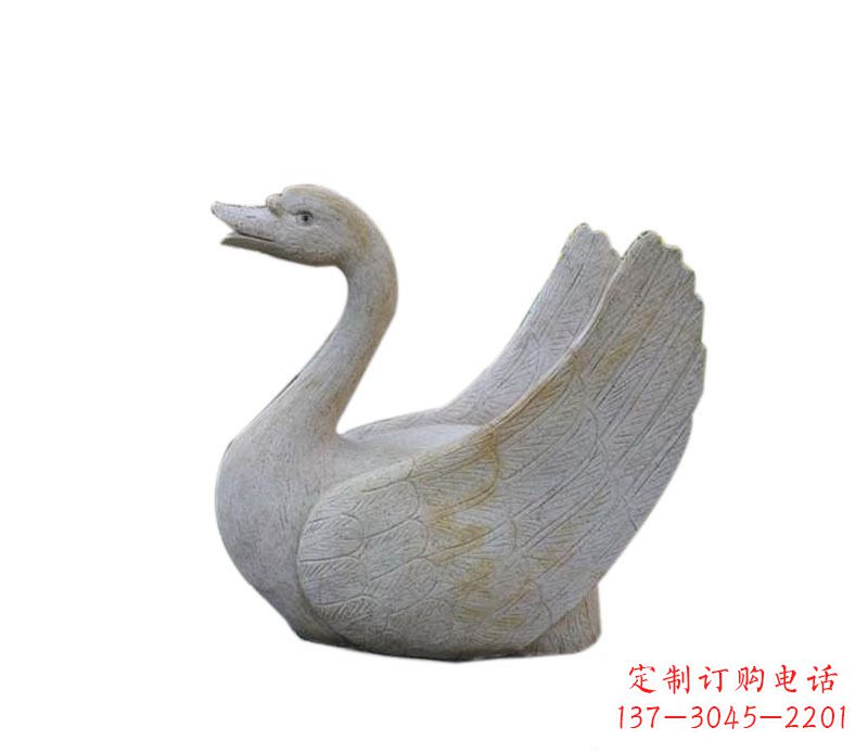 成都公园大理石天鹅喷泉景观石雕