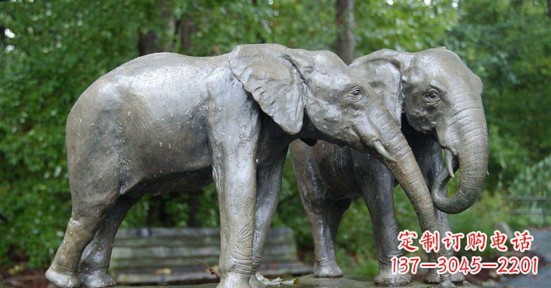 成都公园大象动物铜雕 (2)