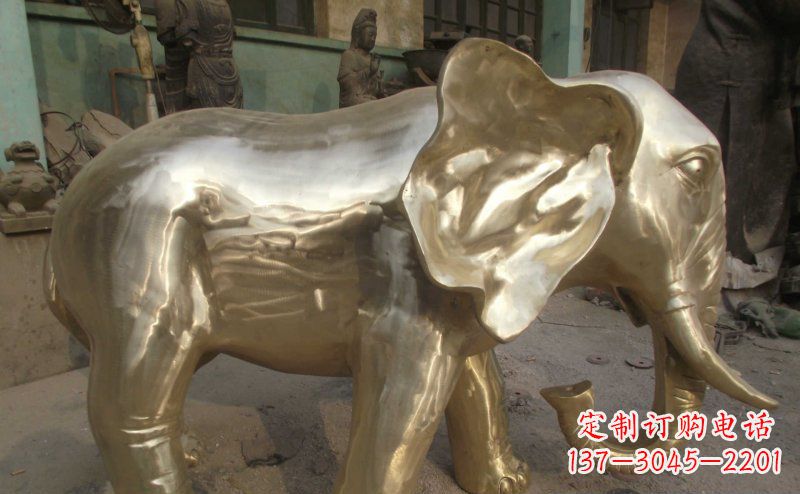 成都公园大象动物铜雕_2