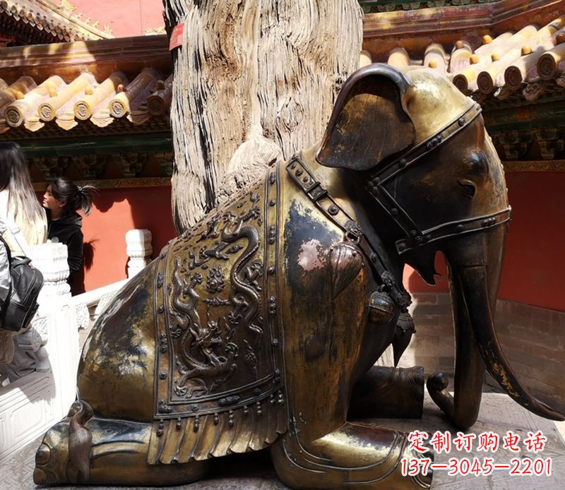 成都公园动物大象铜雕