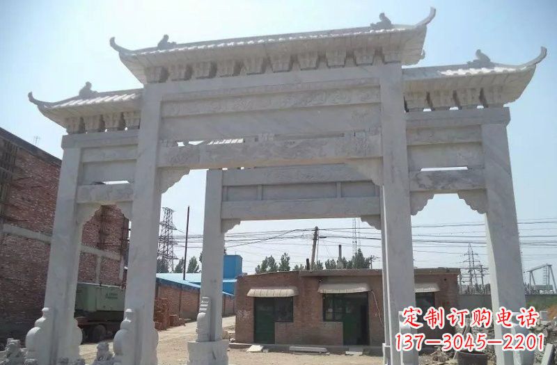 成都牌坊石雕 – 三门牌坊石雕,极具风格的艺术品