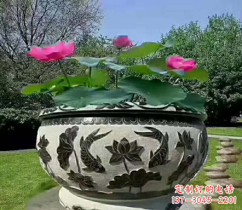 成都唯美鲤鱼水缸雕塑