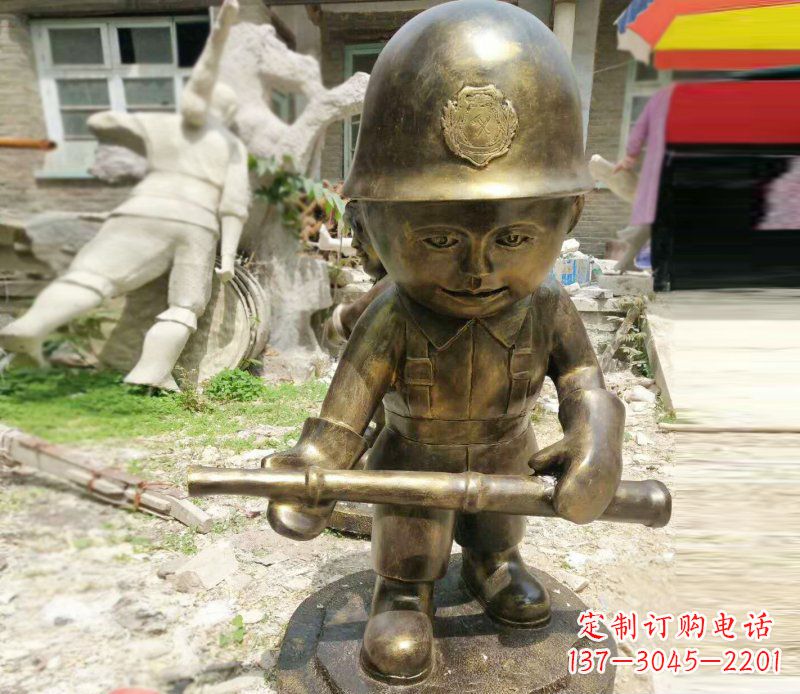 成都公园景观摆件小小交通警察铜雕