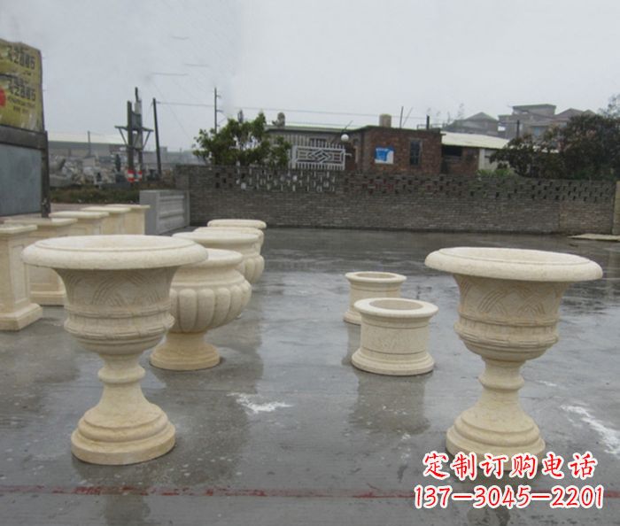 成都公园景观大理石花盆石雕 (8)
