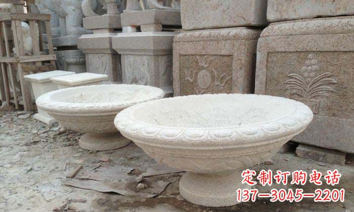 成都公园景观大理石花盆石雕