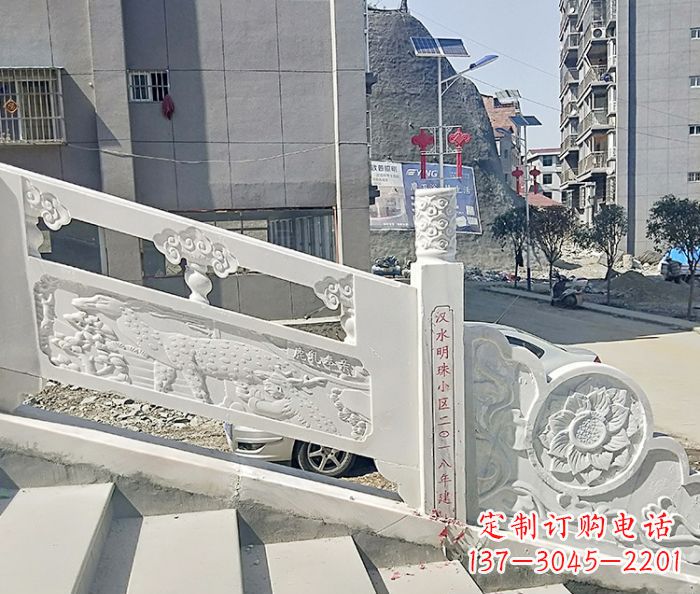成都公园景观汉白玉石雕栏板 (5)