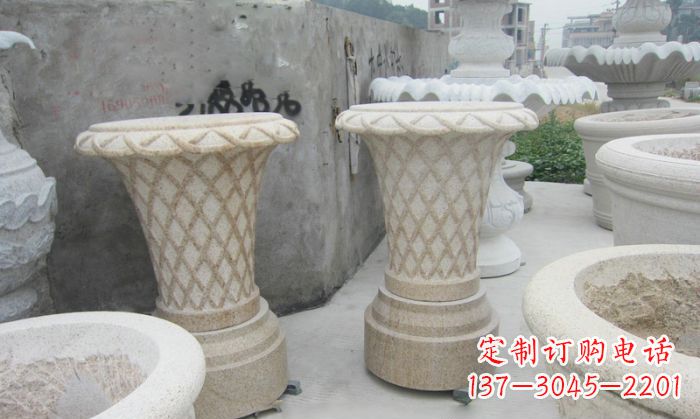 成都公园景观花篮式花盆石雕
