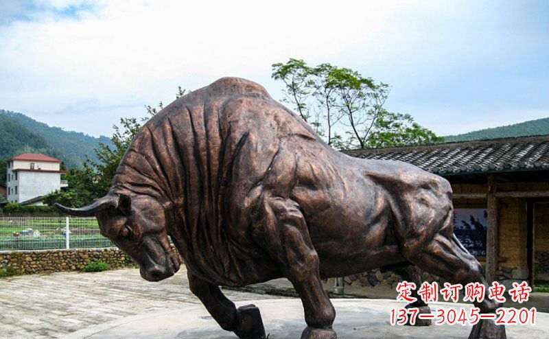 成都公园开荒牛动物铜雕