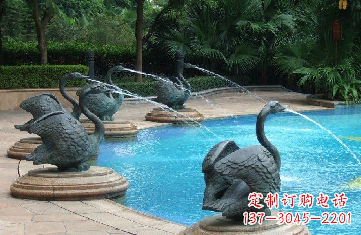成都公园喷水天鹅喷泉雕塑
