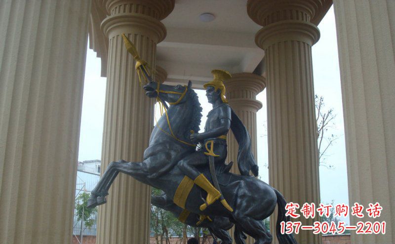 成都公园骑马的罗马士兵人物铜雕